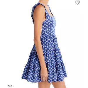 Aqua Tile Print Poplin Mini Dress